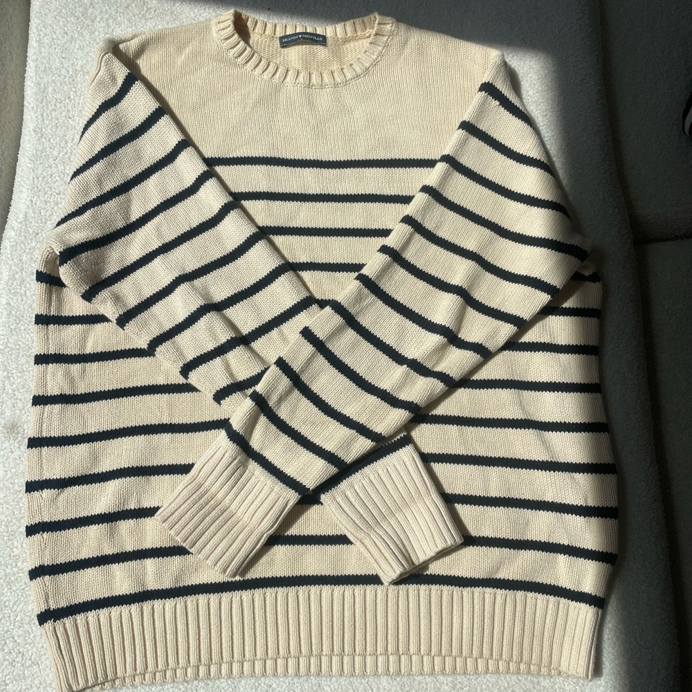 Brandy Melville Oversized Striped Cream Sweater